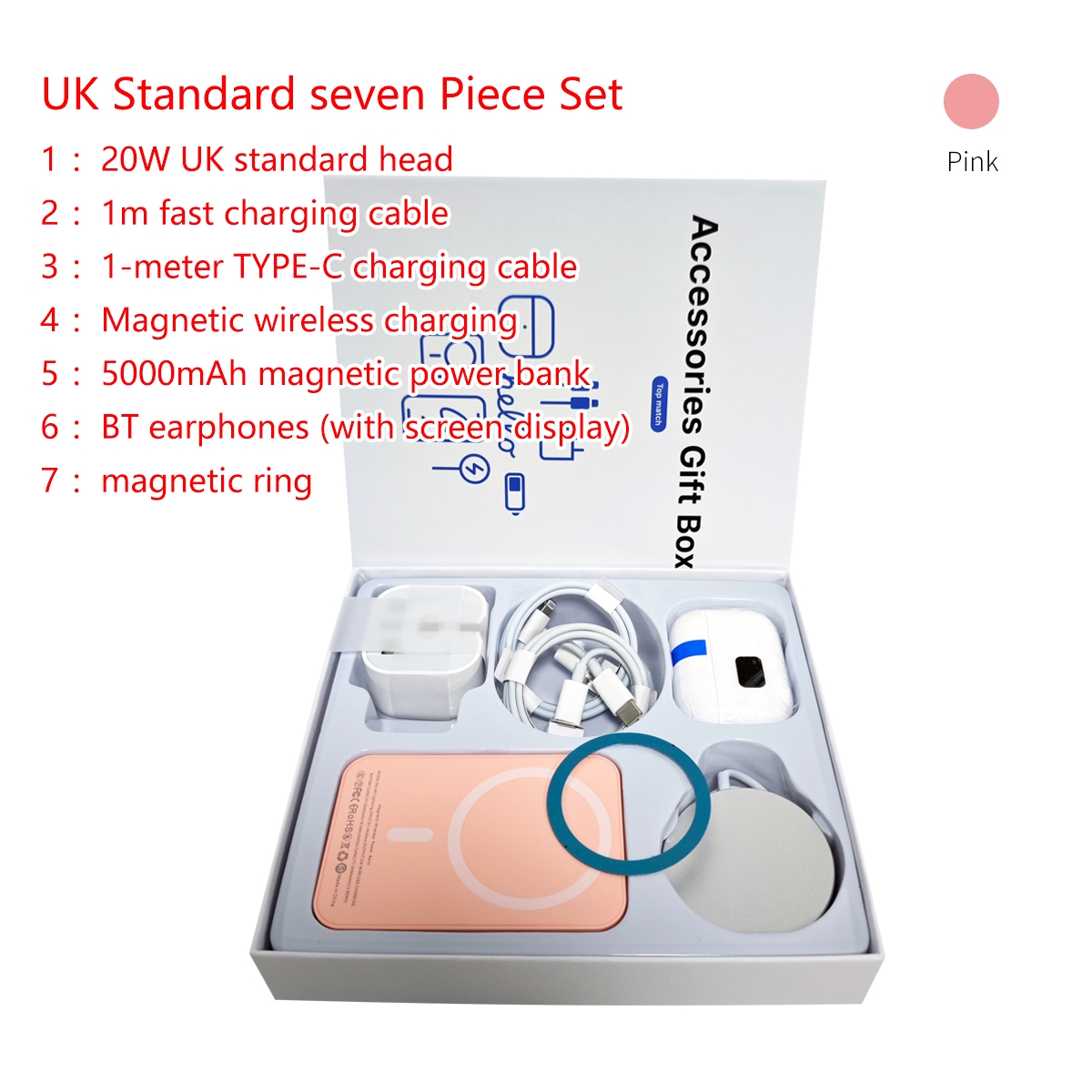 Which type of power bank should I buy? 13 Six-in-One Mobile Accessories Set - Pink, Portable Charger, Headphones with Magnetic Charging Base