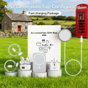 Next GenerationTop Configuration Fast Charging Package Accessories Gift Box 7-in-1 Magnetic Charging & Bluetooth Headset Set Experience ultimate convenience with this versatile 6-in-1 set, designed to meet all your charging and audio needs. Perfect for a wide range of smartphones and other devices, this kit combines portability, functionality, and sleek design for everyday use or travel