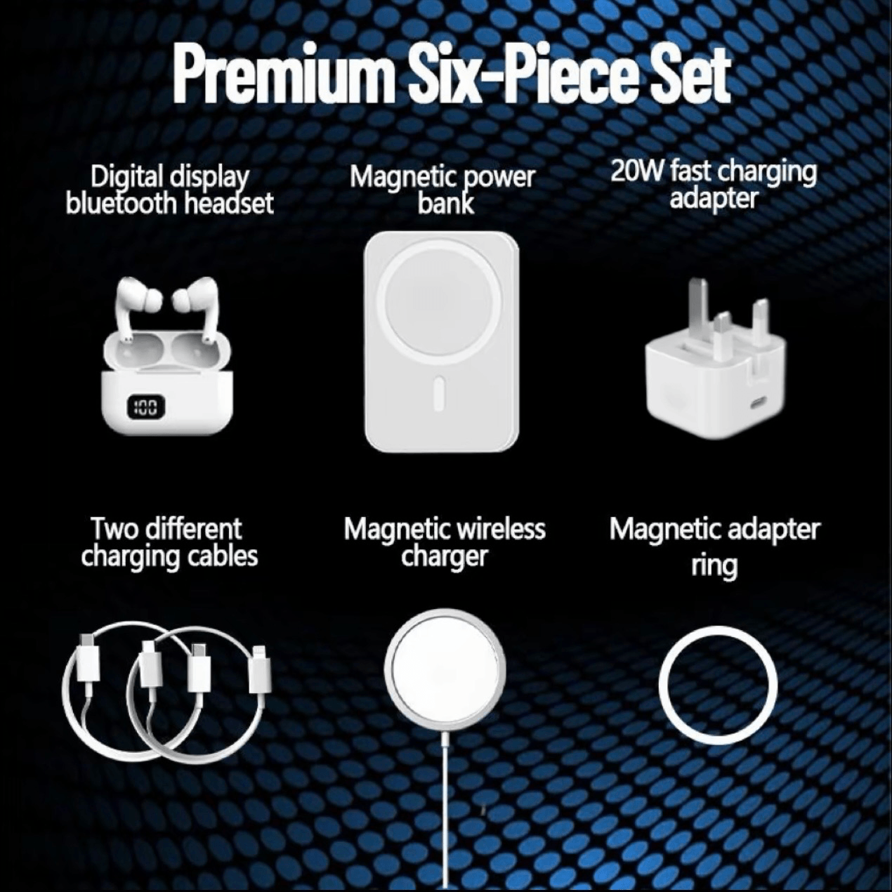 The newly upgraded 6-in-1 headset/power bank/magnetic charging kit