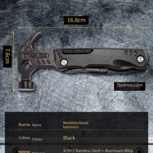 Have you ever needed a screwdriver, pliers, knife, or bottle opener but couldn’t find the right tool at the moment you needed it? Traditional toolboxes may contain everything, but they are usually bulky and inconvenient to carry. Small single-purpose tools are easy to carry but often cannot handle different situations. This folding multifunction hammer changes the way everyday tools are carried and used. It combines multiple practical tools into one compact folding design, including hammer, pliers, knife, screwdriver, wire cutter, bottle opener, hex wrench, and bit holder functions. Instead of carrying multiple separate tools, you can keep this compact multitool ready for everyday repairs, outdoor activities, camping, hiking, travel, and emergency situations.