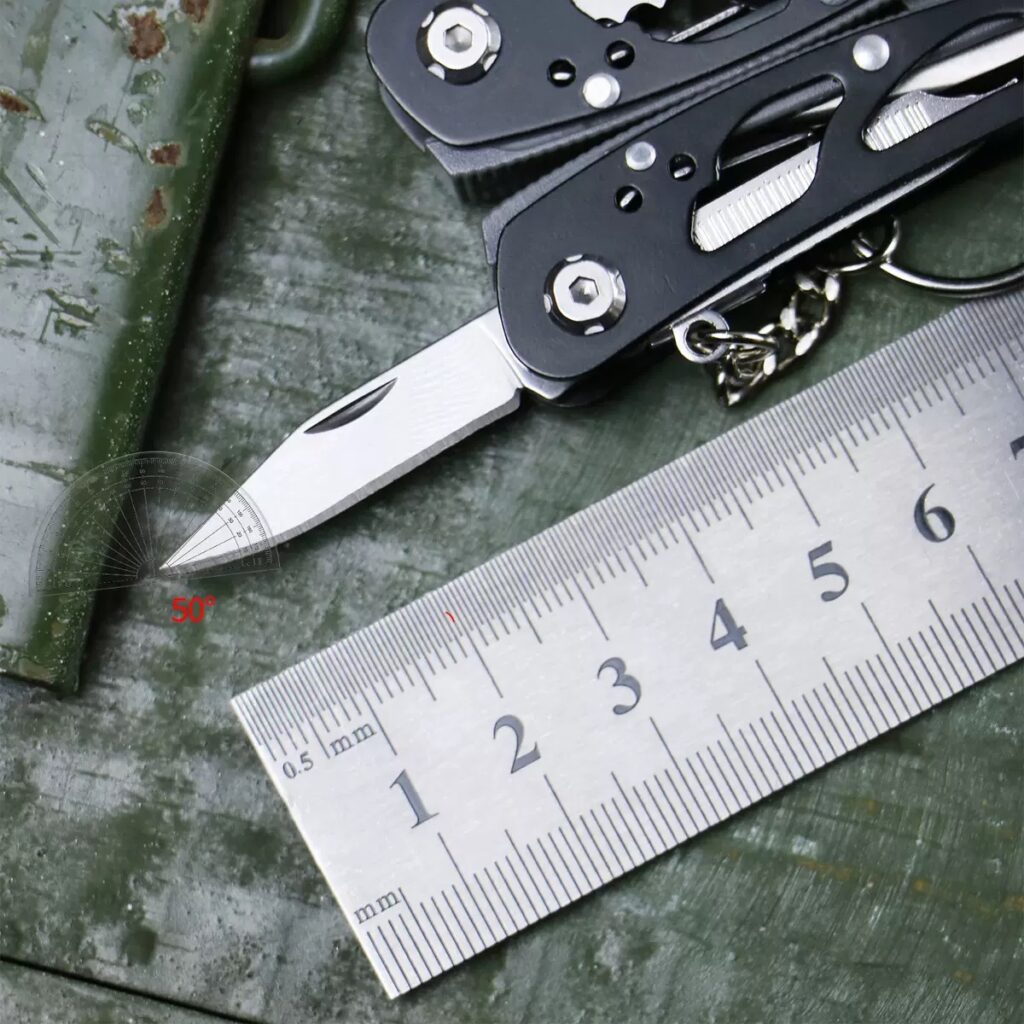 Compact folding tool keychain / Includes pliers / screwdriver / knife and other tools