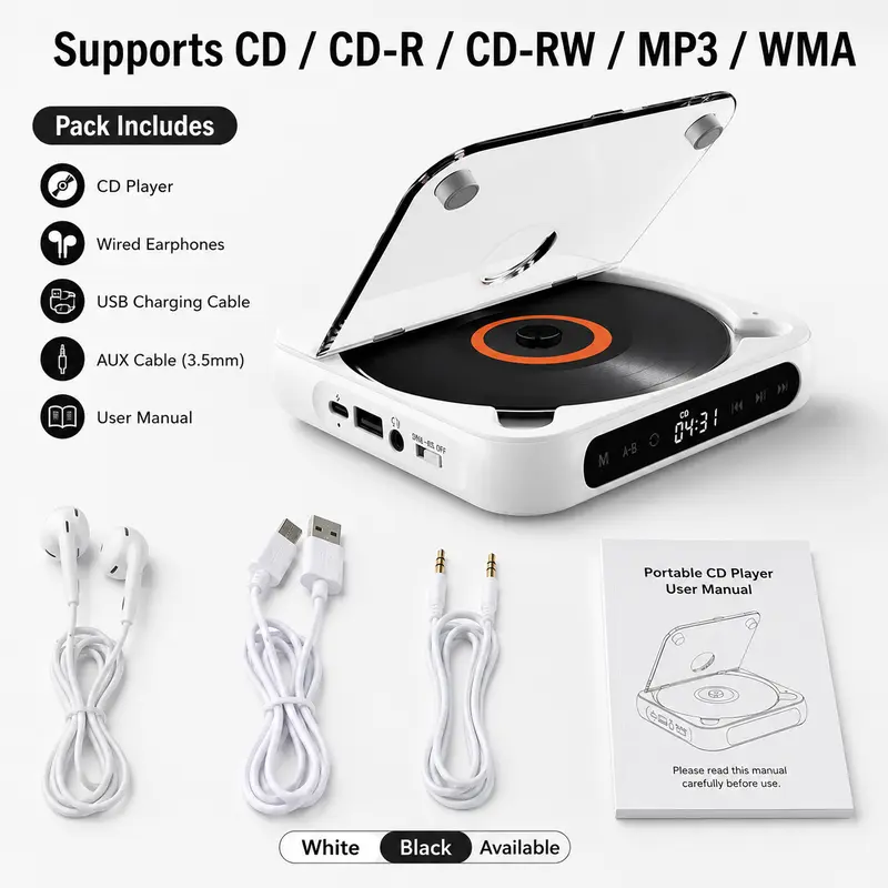 All the accessories of the vintage CD player