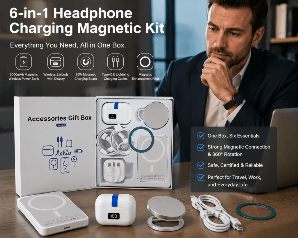 Which type of power bank should I buy? 5 Receive 7 sets of mobile phone accessories at once, including chargers, headphones and data cables.
