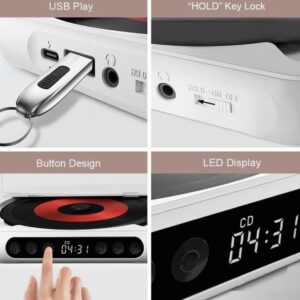 Portable CD player, with built-in display and speakers, supports AUX/USB/CD/CD-R/CD-RW/MP3/WMA formats - Image 7