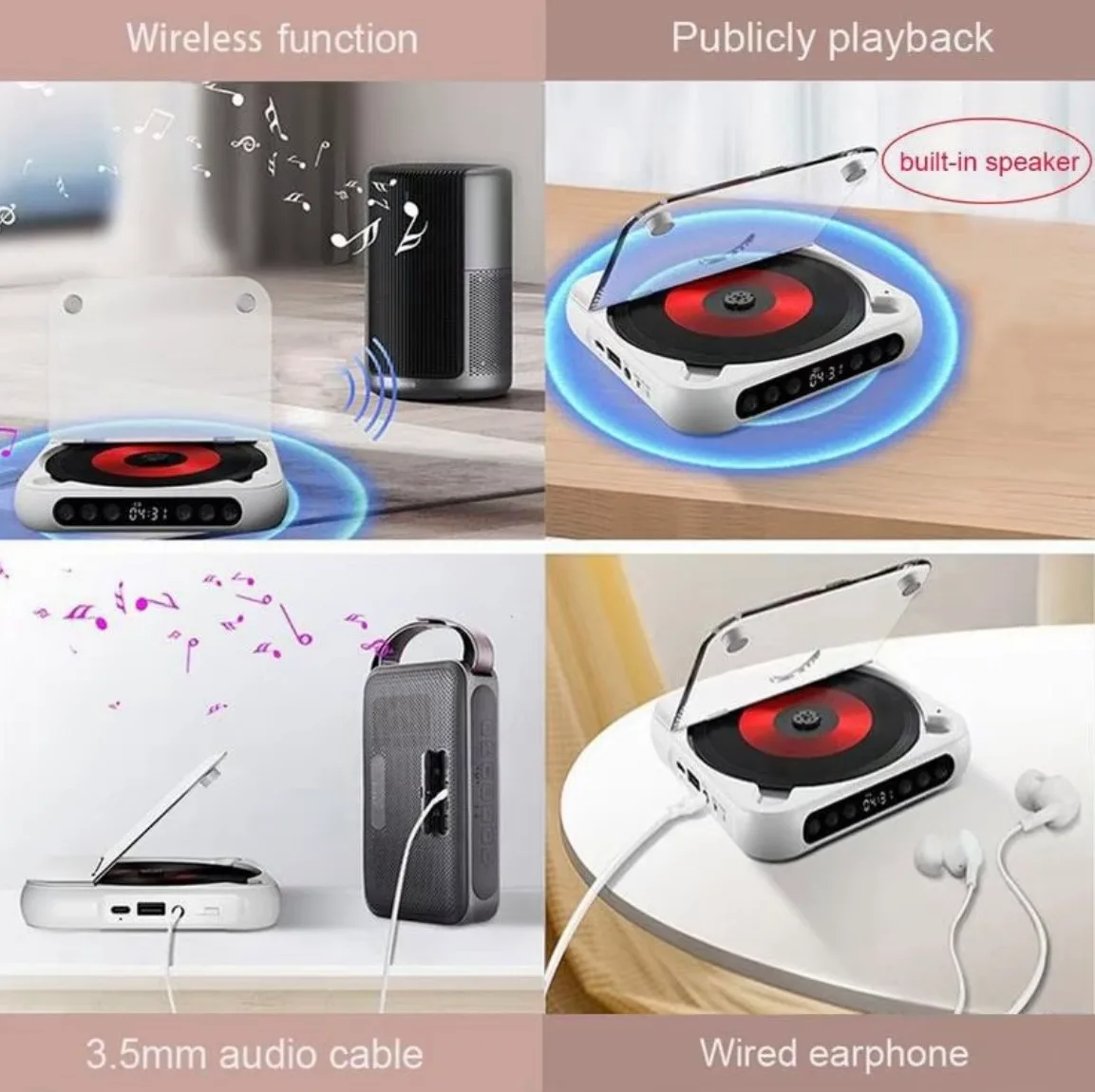 Display of the functions of the retro CD player