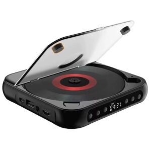 Rechargeable Portable CD Player with Bluetooth 5.3, Personal CD Music Player with LCD Display, Built-in Speaker, AUX & USB Playback, Earphones Included, Supports CD/CD-R/CD-RW/MP3/WMA for Home, Car & Travel black