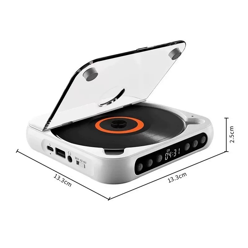 Rechargeable Portable CD Player with Bluetooth 5.3, Personal CD Music Player with LCD Display, Built-in Speaker, AUX & USB Playback, Earphones Included, Supports CD/CD-R/CD-RW/MP3/WMA for Home, Car & Travel white