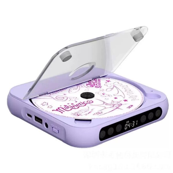 Rechargeable Portable CD Player with Bluetooth 5.3, Personal CD Music Player with LCD Display, Built-in Speaker, AUX & USB Playback, Earphones Included, Supports CD/CD-R/CD-RW/MP3/WMA for Home, Car & Travel purple