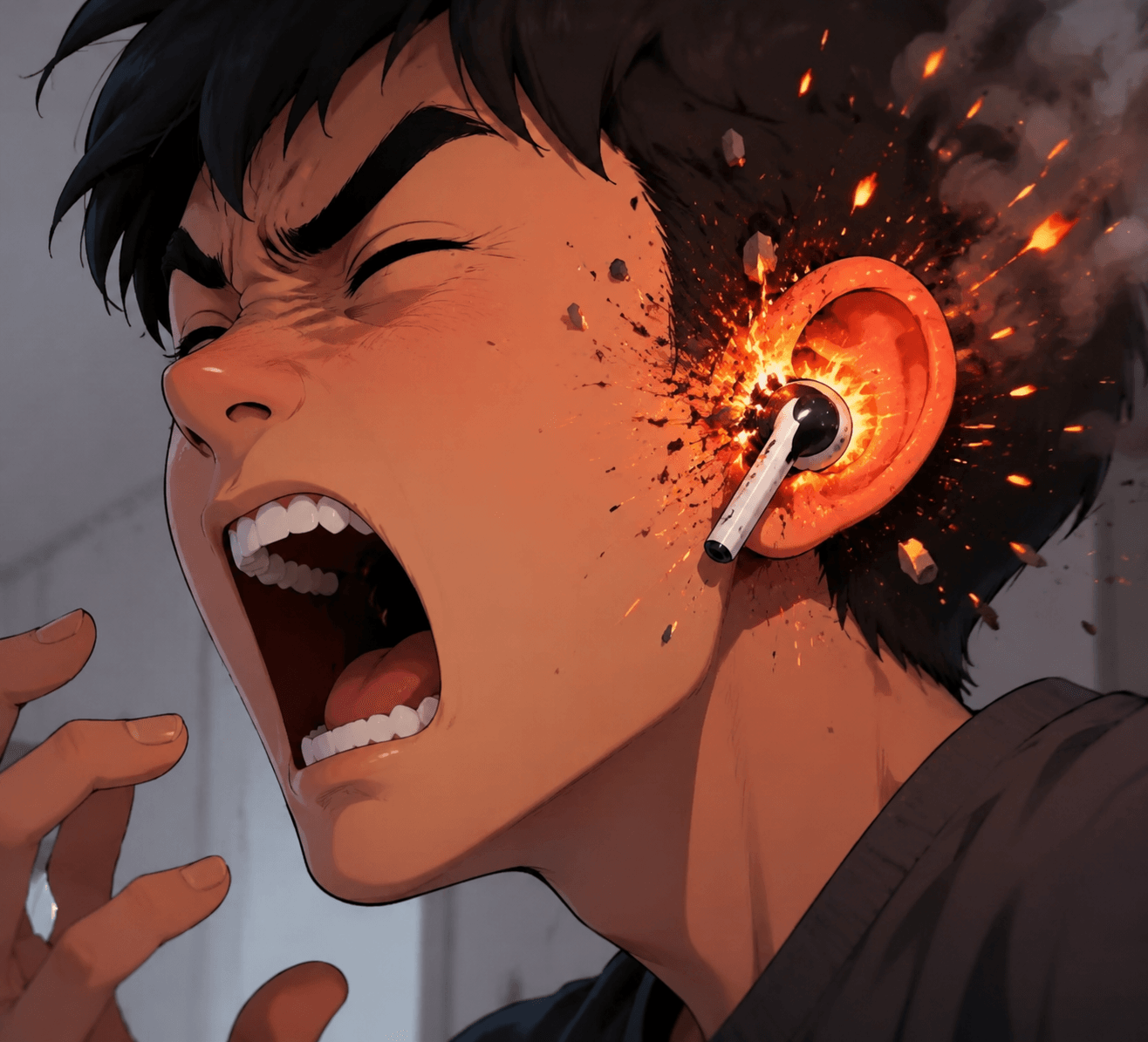The earphones exploded right on the ears.