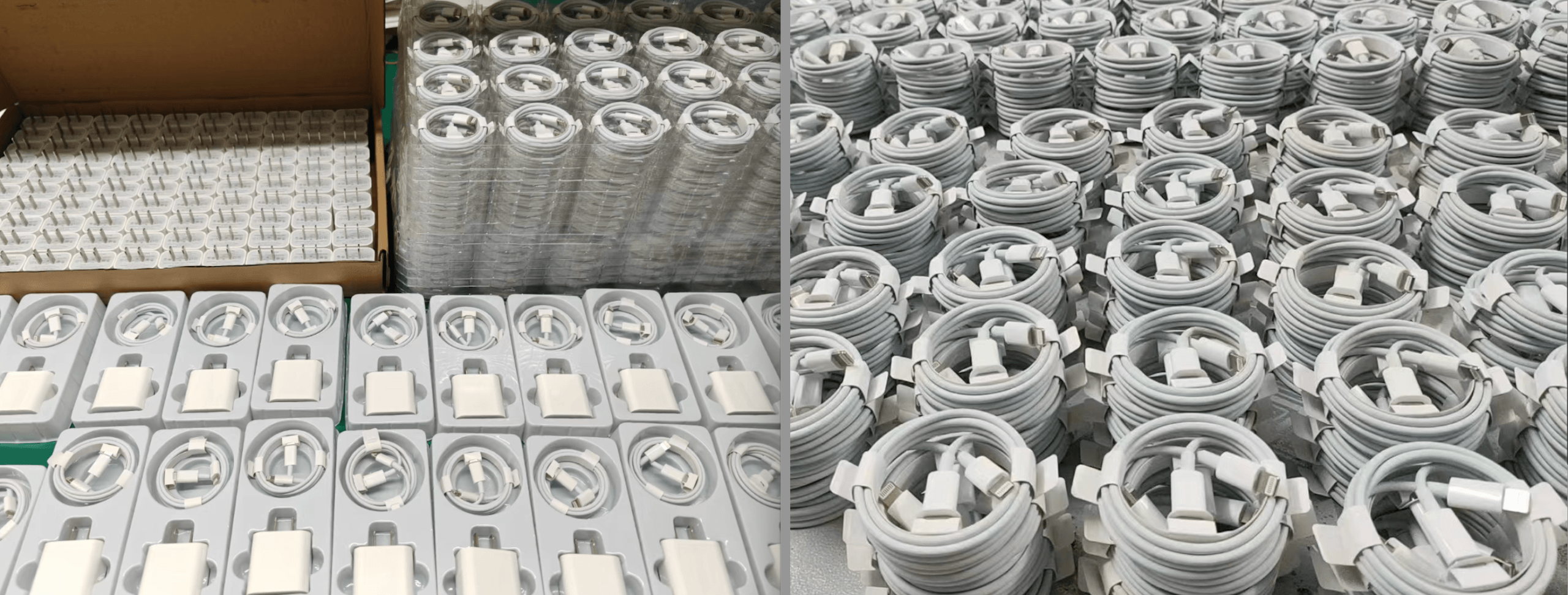China Mobile Accessories Source Factory: Reliable OEM/ODM Partner for Global Brands 7 Overseas customer product transaction case: Charger and data cable shipment product display