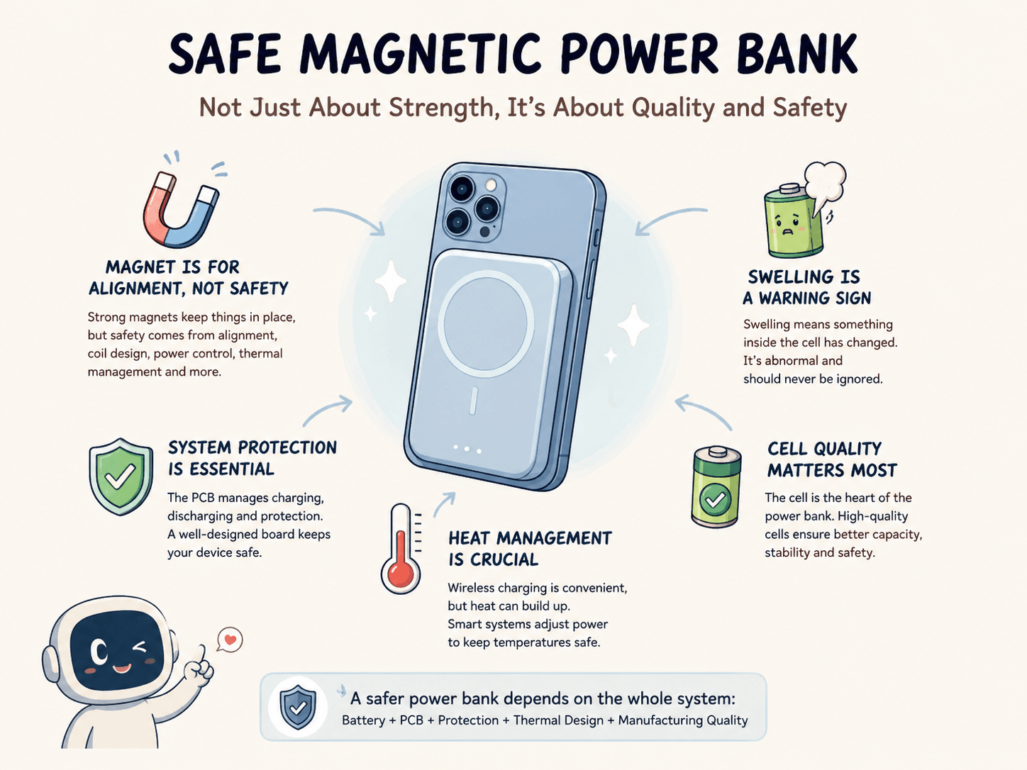 The safety issues of magnetic charging batteries must be given due attention.