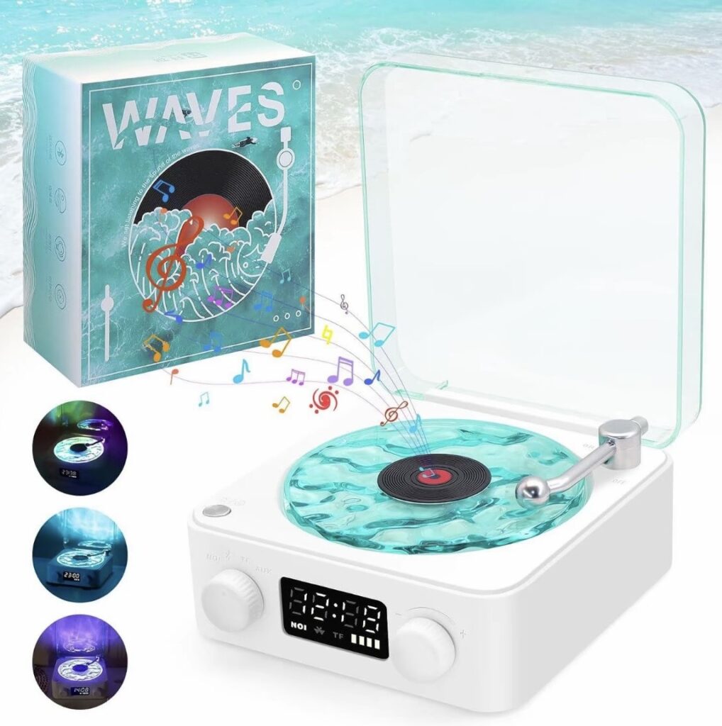 Simulated CD phonograph with screen audio